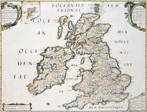 Mappa della Gran Bretagna e Irlanda, pubblicata a Parigi nel 1640